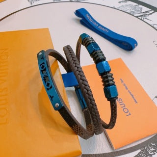 Louis Vuitton Ocean Blue Braided Leather Wrap Bracelet