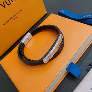 Louis Vuitton Monogram Braided Leather Cuff Bracelet