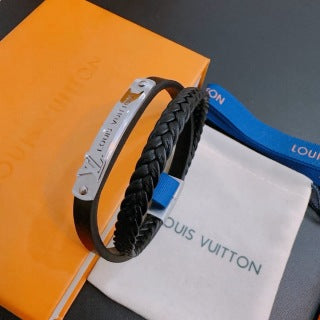 Louis Vuitton Monogram Braided Leather Cuff Bracelet