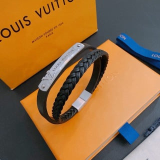 Louis Vuitton Monogram Braided Leather Cuff Bracelet