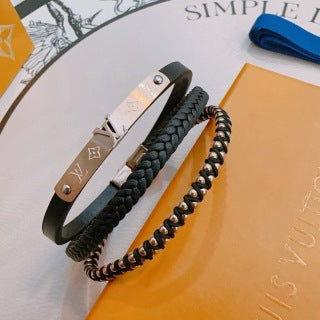 Louis Vuitton Monogram Leather Trio Wrap Bracelet