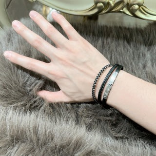 Louis Vuitton Shadow Monogram Braided Leather Bracelet Set