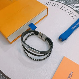 Louis Vuitton Shadow Monogram Braided Leather Bracelet Set