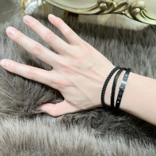 Louis Vuitton Shadow Leather Layered Bracelet Set