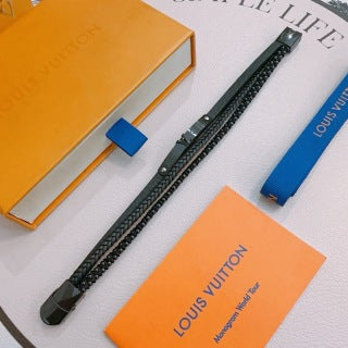 Louis Vuitton Shadow Leather Layered Bracelet Set