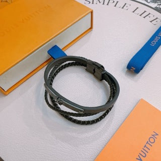 Louis Vuitton Shadow Leather Layered Bracelet Set