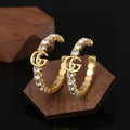 Gucci GG Crystal Crescent Hoop Earrings