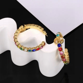 Gucci GG Rainbow Crystal Hoop Earrings