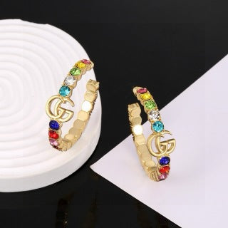 Gucci GG Rainbow Crystal Hoop Earrings
