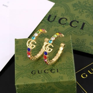 Gucci GG Rainbow Crystal Hoop Earrings