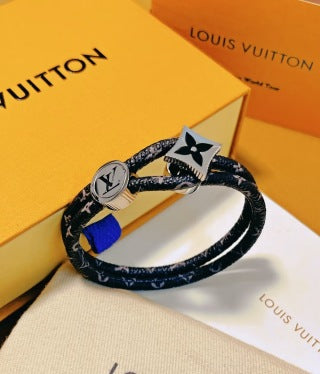 Louis Vuitton Monogram Shadow Leather Wrap Bracelet