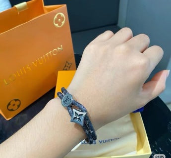 Louis Vuitton Monogram Shadow Leather Wrap Bracelet
