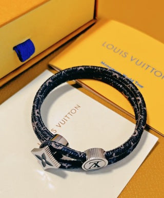 Louis Vuitton Monogram Shadow Leather Wrap Bracelet