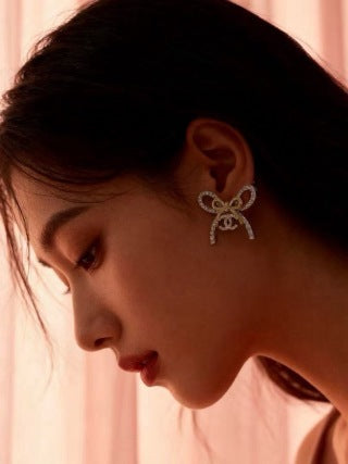 Chanel Elegant Bow CC Stud Earrings