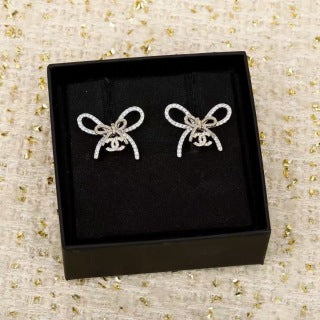 Chanel Elegant Bow CC Stud Earrings