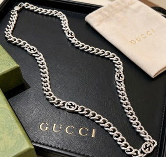 Gucci GG Interlocking Rope Chain Silver Necklace