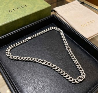 Gucci GG Interlocking Rope Chain Silver Necklace