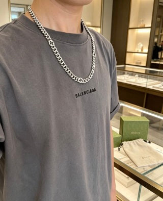 Gucci GG Interlocking Rope Chain Silver Necklace