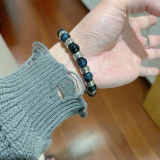 Gucci GG Beaded Onyx Accent Silver Bracelet