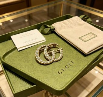 Gucci GG Crystal Interlocking Brooch Pin