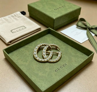 Gucci GG Crystal Interlocking Brooch Pin