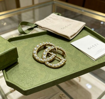 Gucci GG Crystal Interlocking Brooch Pin