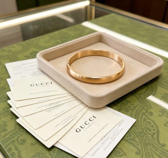 Gucci Minimalist Polished Gold Cuff Bangle Bracelet