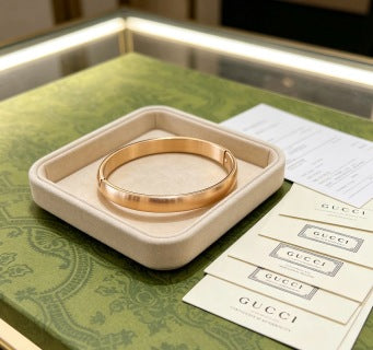 Gucci Minimalist Polished Gold Cuff Bangle Bracelet