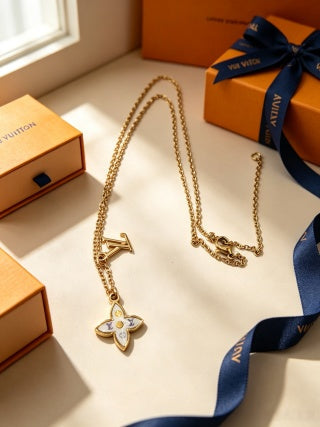 Louis Vuitton Blossom Flower Letter Pendant Necklace