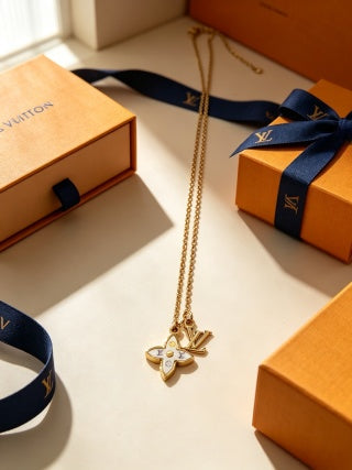 Louis Vuitton Blossom Flower Letter Pendant Necklace