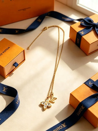 Louis Vuitton Blossom Flower Letter Pendant Necklace
