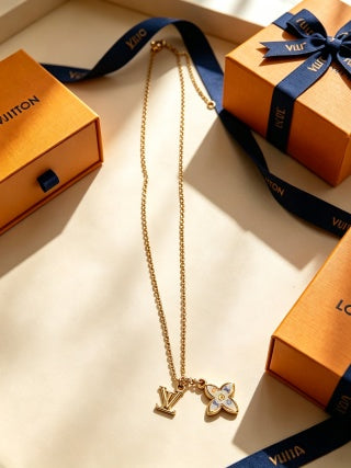Louis Vuitton Blossom Flower Letter Pendant Necklace