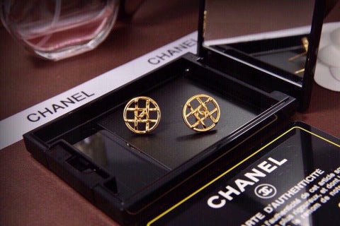 Chanel Modern Geometric Signature Earrings