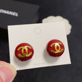 Chanel Classic Red Signature Stud Earrings