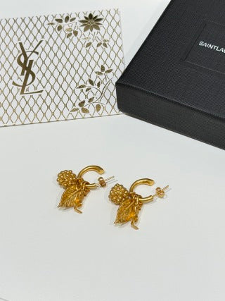 YSL Jardin Doré Botanical Hoop Earrings
