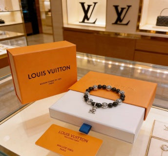 Louis Vuitton Obsidian Monogram Charm Bead Bracelet