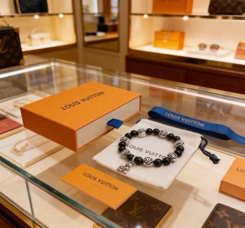 Louis Vuitton Obsidian Monogram Charm Bead Bracelet
