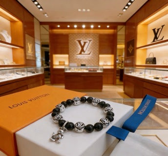 Louis Vuitton Obsidian Monogram Charm Bead Bracelet