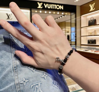 Louis Vuitton Obsidian Monogram Charm Bead Bracelet