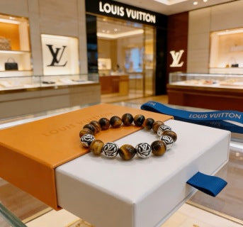 Louis Vuitton Tiger Eye Monogram Bead Bracelet