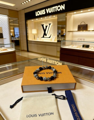 Louis Vuitton Obsidian Bead Monogram Bracelet