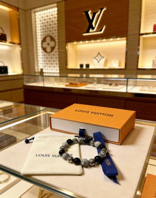 Louis Vuitton Obsidian Bead Monogram Bracelet