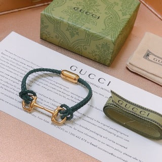Gucci GG Horsebit Cord Green Bracelet