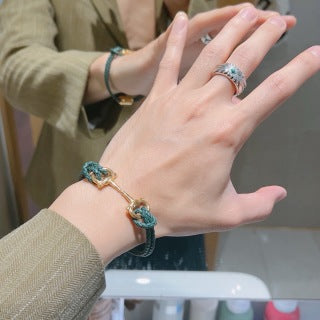 Gucci GG Horsebit Cord Green Bracelet