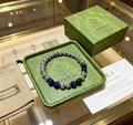 Gucci GG Beaded Lapis Accent Silver Bracelet