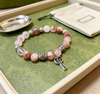 Gucci GG Beaded Stone Charm Key Bracelet