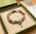 Gucci GG Beaded Stone Charm Key Bracelet