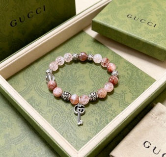 Gucci GG Beaded Stone Charm Key Bracelet