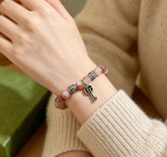 Gucci GG Beaded Stone Charm Key Bracelet