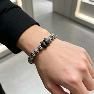 Gucci GG Bead Charm Silver Stretch Bracelet